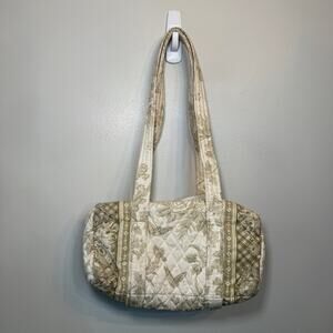 Vintage Vera Bradley Natural Floral Print Small Duffel Bag Travel Tote